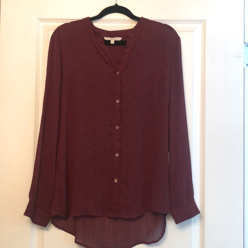 Tailored burgundy and black blouse